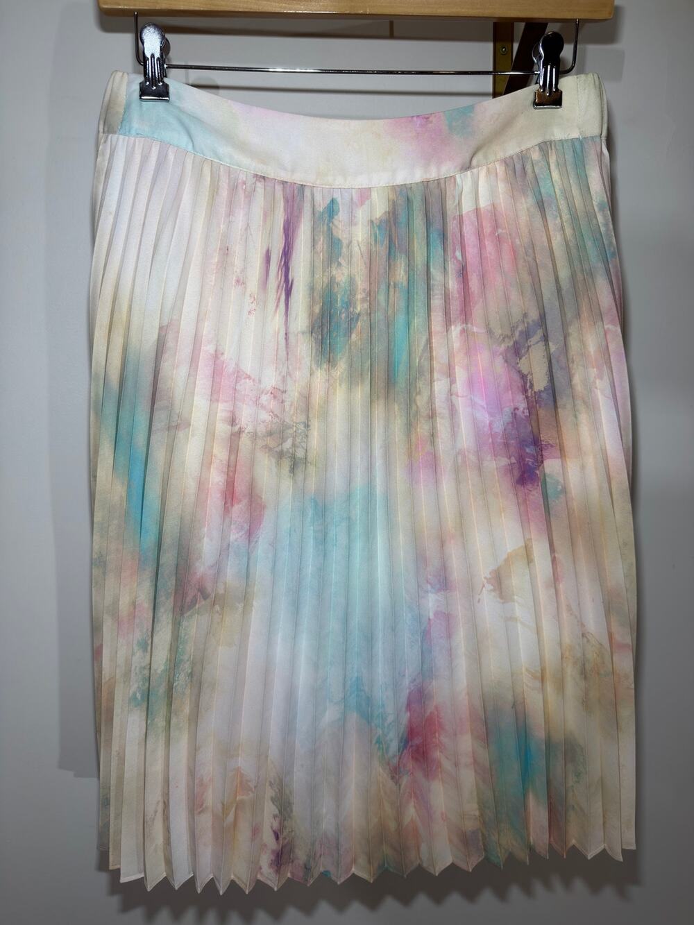 NWT Worthington Pleated Watercolor Pastel Midi Skirt